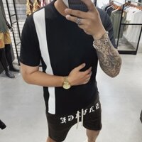 Áo thun nam phối sọc z.ra cao cấp , vải cotton gân mịn