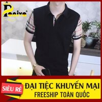 Áo Thun Nam Phối Tay Caro Nam Tính - Đen,XL