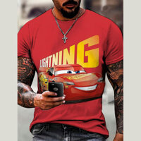 Áo thun nam Pixar Lightning McQueen hoạt hình quần áo thường ngày