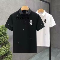 Áo thun nam polo áo len dệt kim nửa tay thương hiệu hợp thời trang thêu ve áo Hàn Quốc Áo thun giản dị