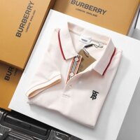 Áo Thun Nam Polo BURBERRY VIỀN ĐỎ LONDON ENGLAND 8 MÀU Vải Dệt Kim Cao Cấp Sang Trọng