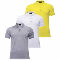 Áo thun nam Polo hàng hiệu Vnxk đa dạng màu sắc siêu cá tính  - combo3 ( xámL, trắng, vàng ) - EZA