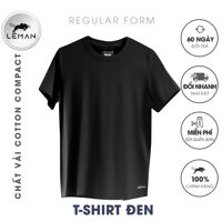 Áo thun nam T-Shirt Leman Cotton Compact màu đen Regular Form - S - đen