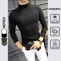 Áo thun nam tay dài có cổ giữ nhiệt nam cao cấp co giãn thoải mái DREMEN STORE