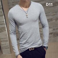 Áo thun nam tay dài cổ tim, chất cotton 4 chiều , áo dài tay nhiều màu dáng ôm thời trang - S  45kg - 52kg ,vàng bò