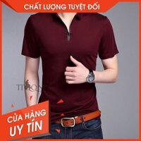 Áo Thun Nam Tay Ngắn Cổ Bẻ Khóa Kéo