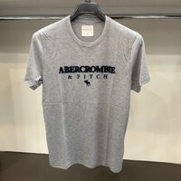 Áo Thun Nam Tay Ngắn Cổ Tròn Màu Trơn In Chữ Abercrombie & Fitch Cá Tính