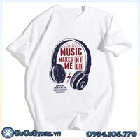 Áo Thun Nam Tay Ngắn Form Slim Fit Chất Cotton Cao Cấp Hình Music Makes Me High - Áo Thun Mới Đẹp