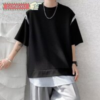Áo thun nam tay ngắn - thiết kế có đệm vai áo thun xẻ cổ nhỏ tay ngắn