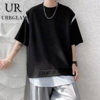 Áo thun nam tay ngắn - thiết kế có đệm vai áo thun xẻ cổ nhỏ tay ngắn