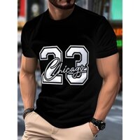 Áo thun nam thời trang Tiểu thuyết ✷ ❈ Chicago Size 23 Áo thun ngắn tay in họa tiết hình học cổ tròn thông thường
