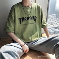 Áo thun nam thương hiệu thời trang phong cách Hàn Quốc phong cách Hồng Kông thời trang quần áo nổi tiếng internet áo tay ngắn nam tay lỡ rộng rãi 6VH7