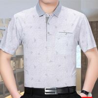 Áo thun nam trung niên cộc tay họa tiết ALB - Xám 2XL