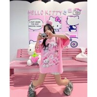 Áo thun NEXXUS KITTEE TEE - Có đính Gấu bông KITTY to Trên tay áo, 100% cotton cao cấp