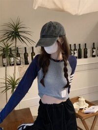Áo thun ngắn dáng ôm dành cho nữ sinh mặc áo hở bụng thông thường làm áo lót