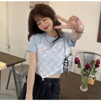 Áo thun ngắn phối áo lưới 2 dây
