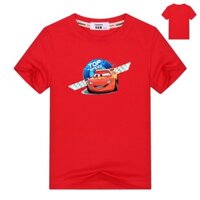Áo thun ngắn tay 100% cotton in hình hoạt hình Disney Lighting mcqueen cho bé trai 100-150cm