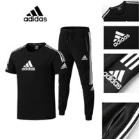 Áo thun ngắn tay Adidas Quần dài nam mùa hè thoáng khí Bộ sấy nhanh