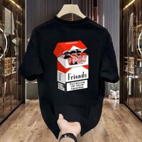 Áo thun ngắn tay bán chạy nam mùa hè Cotton nguyên chất hợp thời trang Marlboro In hoạt hình phù hợp với dáng rộng