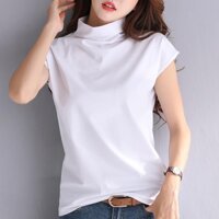 Áo Thun Ngắn Tay Cổ Lọ Dáng Rộng Thời Trang Mùa Hè Hàn Quốc Dành Cho Nữ