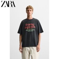 Áo thun ngắn tay cổ tròn in họa tiết Cotton dành cho nam ZARA 0962429