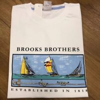 Áo thun ngắn tay cổ tròn nam Brooks Brothers in họa tiết giản dị mùa hè