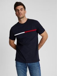 Áo Thun Ngắn Tay Cổ Tròn Tommy Hilfiger Màu Đen Essential Flag Logo [7849807] Ngang Ngực