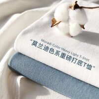 Áo thun ngắn tay cotton 230g cho nam, áo cơ bản mùa hè thời trang, áo thun trắng, trang phục cặp đôi