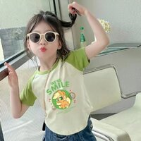 Áo thun ngắn tay cotton nguyên chất dành cho bé gái mùa hè 2025 phiên bản Hàn Quốc mới của phim hoạt hình cổ tròn tay ngắn My Little Pony