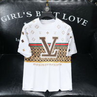 Áo thun ngắn tay dáng rộng in họa tiết sang trọng nhẹ thời thượng phong cách Châu Âu áo nam thanh niên mùa hè