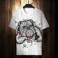 Áo thun ngắn tay hình chó hoạt hình cho bé trai áo thun nam thanh niên mùa hè dáng rộng hợp thời trang
