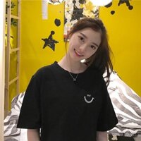 Áo thun ngắn tay in hình mặt cười siêu phổ biến cho phụ nữ 2024, phong cách Hàn Quốc mới, Harajuku BF, dáng rộng, đa năng, áo sinh viên