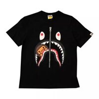 Áo thun ngắn tay in hình miệng cá mập Aape dành cho nam nữ, dáng rộng 11546