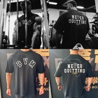 Áo thun ngắn tay in hình Cotton dáng rộng GYM Chris Shark American Fitness dành cho nam và nữ
