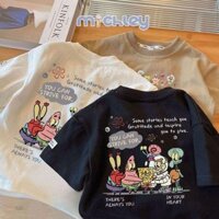 Áo thun ngắn tay MICHLEY Boys cotton nguyên chất in hoạt hình Thoải mái và thoáng khí