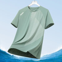 Áo thun ngắn tay mới mùa hè bằng lụa lạnh, thời trang lưới, áo thể thao ngắn tay cho nam giới