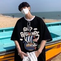 Áo thun ngắn tay nam dáng rộng hoạt hình Áo thun cặp đôi áo thun thương hiệu thủy triều quần áo