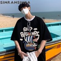 Áo thun ngắn tay nam dáng rộng hoạt hình Áo thun cặp đôi áo thun thương hiệu thủy triều quần áo