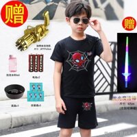 [Áo thun ngắn tay người nhện bé trai] [Phong cách Seckill] Phong cách mới Người nhện phát sáng Quần Short ngắn tay phù hợp với áo thun trẻ em bé trai Quần áo in hình mùa hè Iron Man Venom