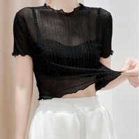 Áo Thun Ngắn Tay Phối Váy Yếm Hai Dây Màu Đen Thời Trang Mùa Hè Cho Nữ#1028