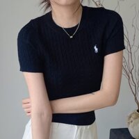 Áo thun ngắn tay phong cách Chanel cho phụ nữ, áo thun cổ tròn thêu đa năng mùa hè, áo cơ bản phong cách đại học với lông chồn GZZR