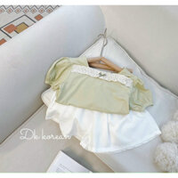 áo thun nhún ngực màu xanh bơ