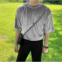 Áo thun nhung form rộng nam nữ