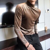 Áo thun nhung nam màu socola