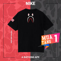 Áo Thun Nike Bape, Áo Thun Cổ Tròn, Form Rộng Chất Cotton (40kg-80kg)