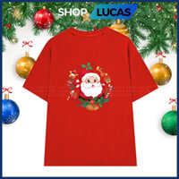 Áo Thun NOEL GIÁNG SINH 2025 Ông Già Santa Áo Phông Gia Đình Cặp Nhóm Đôi Shop Lucas - Mẫu 3 Tròn hoa