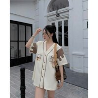 Áo Thun Nữ 13De Marzo Bóng Chày Phông Ngắn Tay Phối Màu Kèm Gấu QCCC Cao Cấp