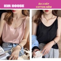 Áo Thun Nữ 2 Dây COTTON Trơn Dễ Phối Đồ KIM HOUSE, Áo Thun Cotton Siêu Mềm Mát | AT15