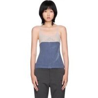 Áo thun nữ 2 dây Wmns xanh jeans - BEUTER Zip Up Steel Blue Tank Tops