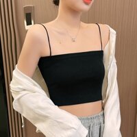 Áo Thun Nữ - Áo Croptop Hai Dây Cọng Bún Siêu Co Giãn Tiện Lợi